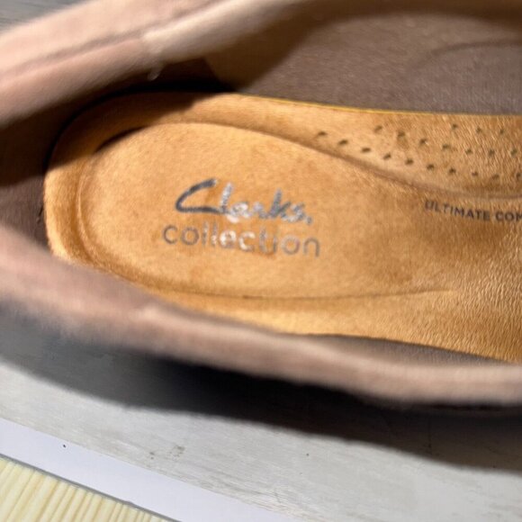 Clarks Womens Size 9.5 Airabella Sky Pebble Suede Wedge Loafers Shoes - Picture 7 of 7